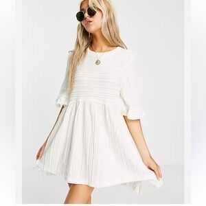 FREE PEOPLE Ivory Take A Spin Tunic Mini Babydoll Dress Size Small